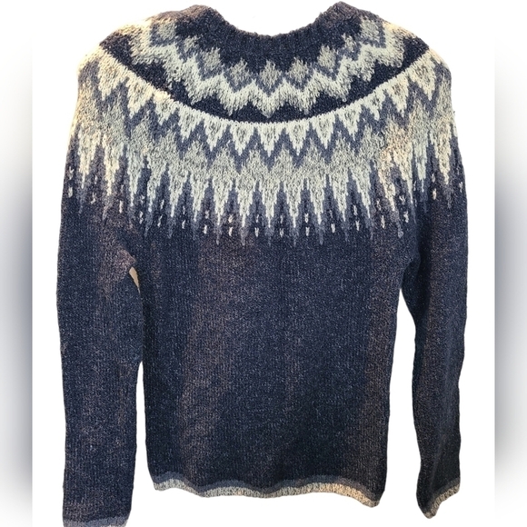 WIND RIVER Heritage Faire Isle Blue Knit Long Sleeve Sweater Size Small - Picture 5 of 9